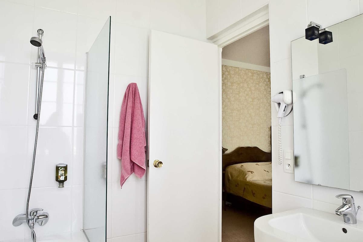 free toiletries, hair dryer, towels, soap