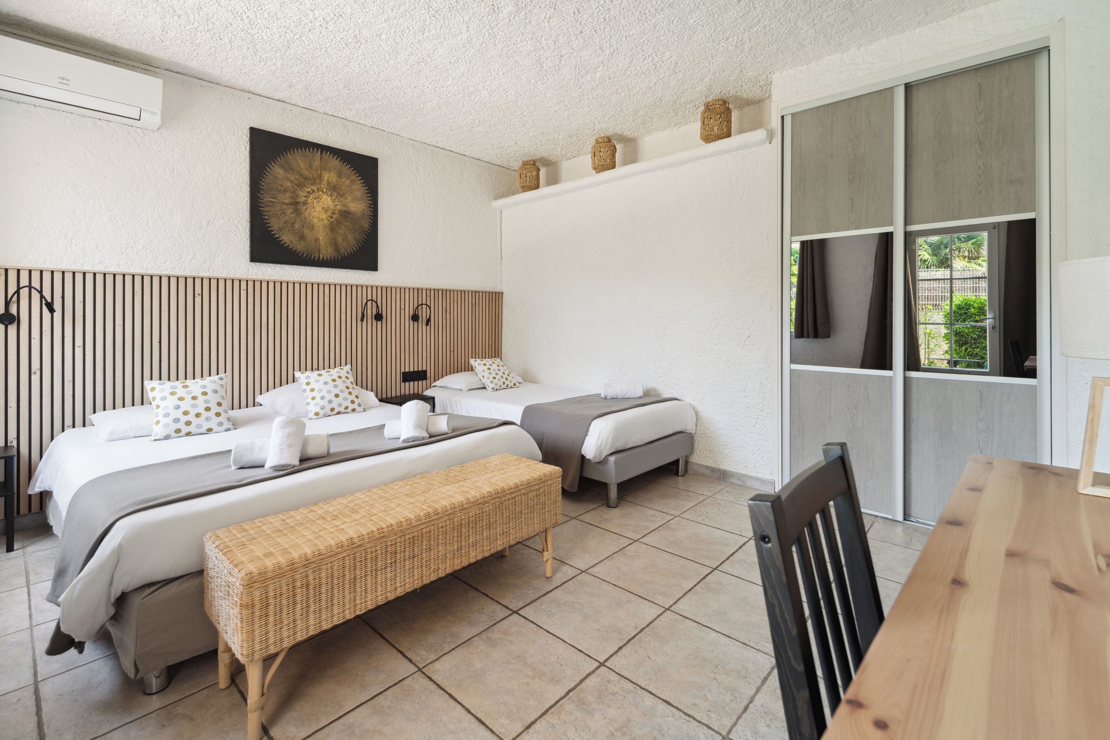 standard triple room, terrace (garden view) | 1 bedroom, free minibar items, in-room safe, desk