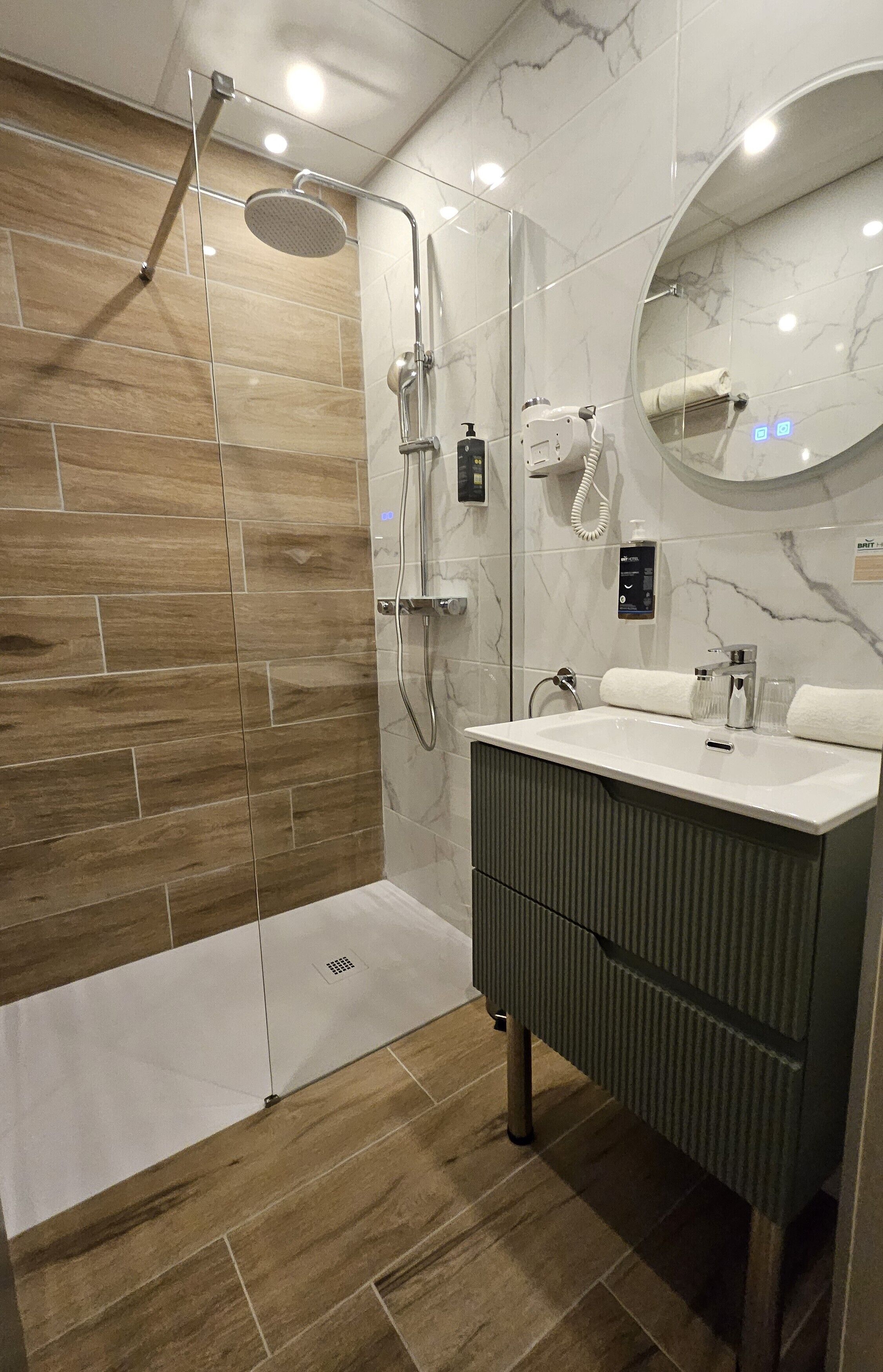 free toiletries, hair dryer, towels