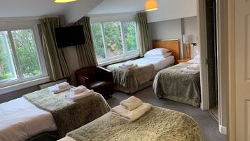 Hypo-allergenic bedding, desk, laptop workspace, WiFi