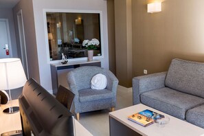 Memory-foam beds, minibar, in-room safe, desk
