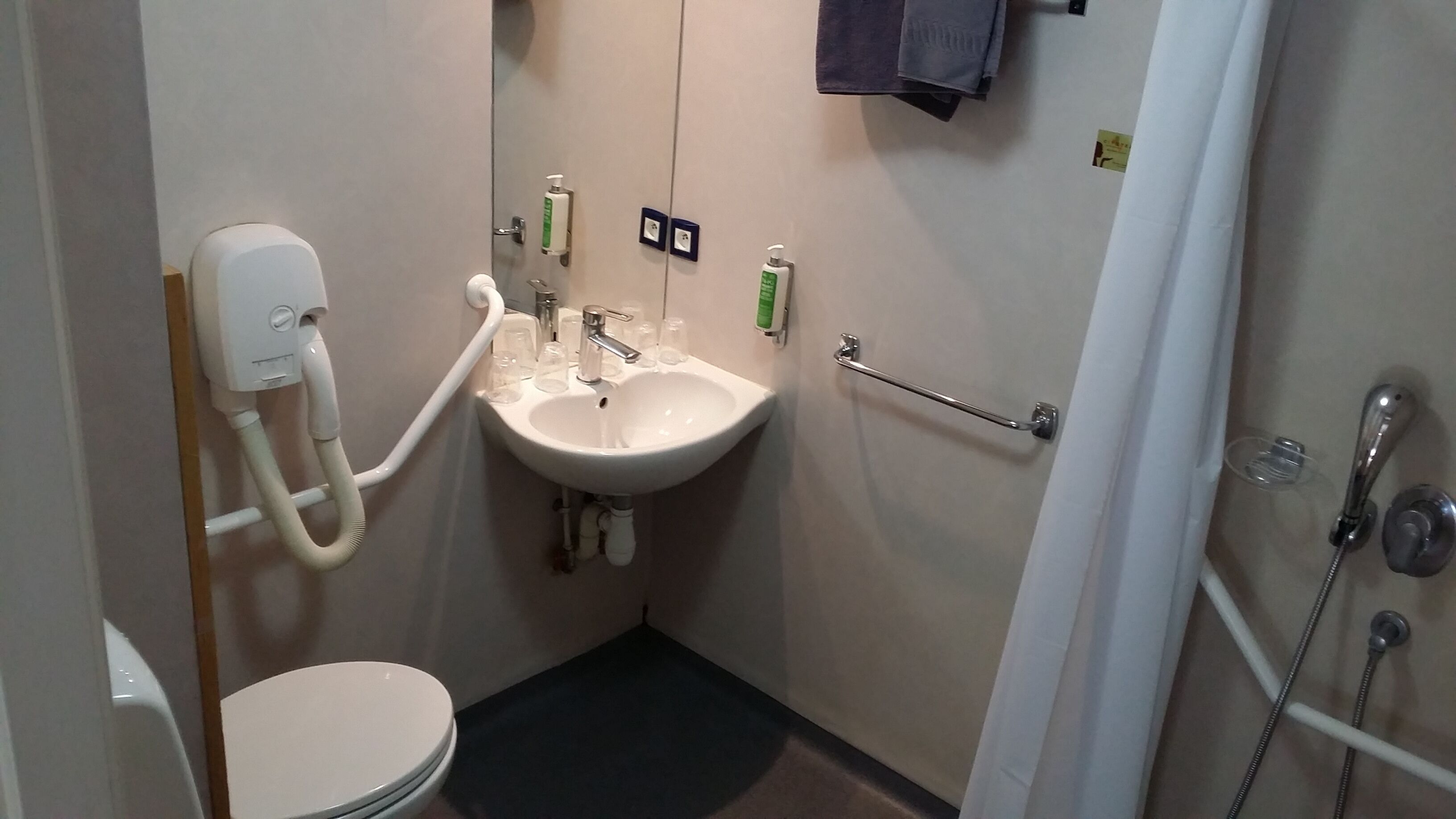 mezzanine room | bathroom | shower, free toiletries, hair dryer, towels