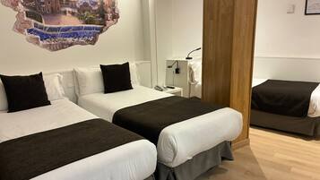 Double 2 beds and extra bed Interior | Down comforters, in-room safe, laptop workspace, blackout drapes