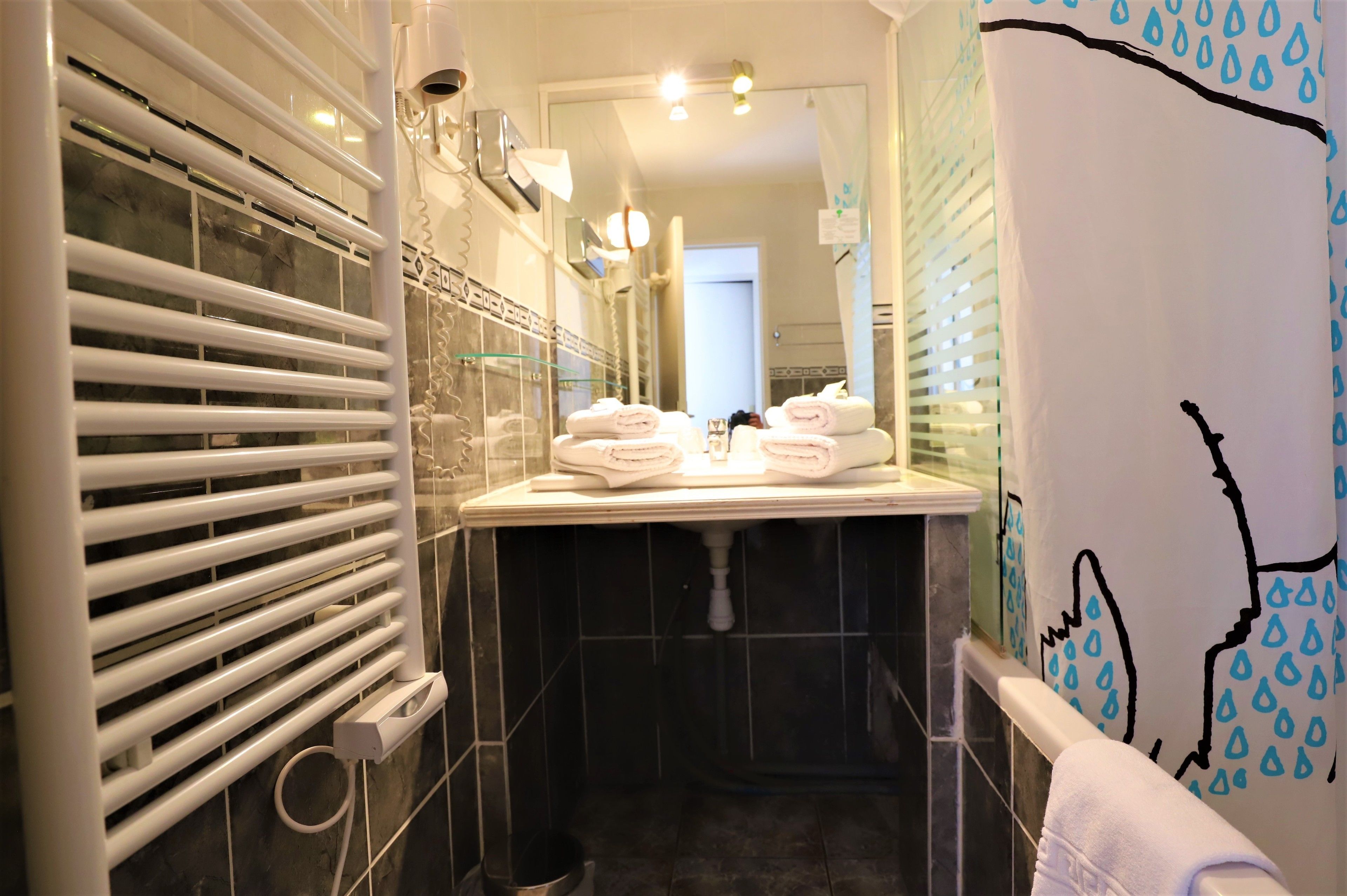 family suite | bathroom | combined shower/bathtub, hair dryer, towels