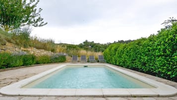 Sæsonbestemt udendørs pool, liggestole