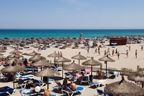 On the beach, white sand