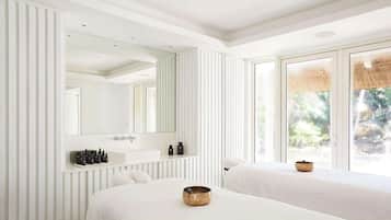 Salas para tratamentos a dois, sauna seca, sauna a vapor