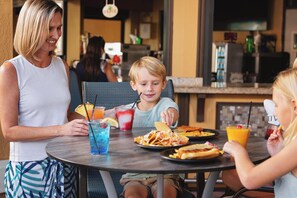 Lunch served, pool views 