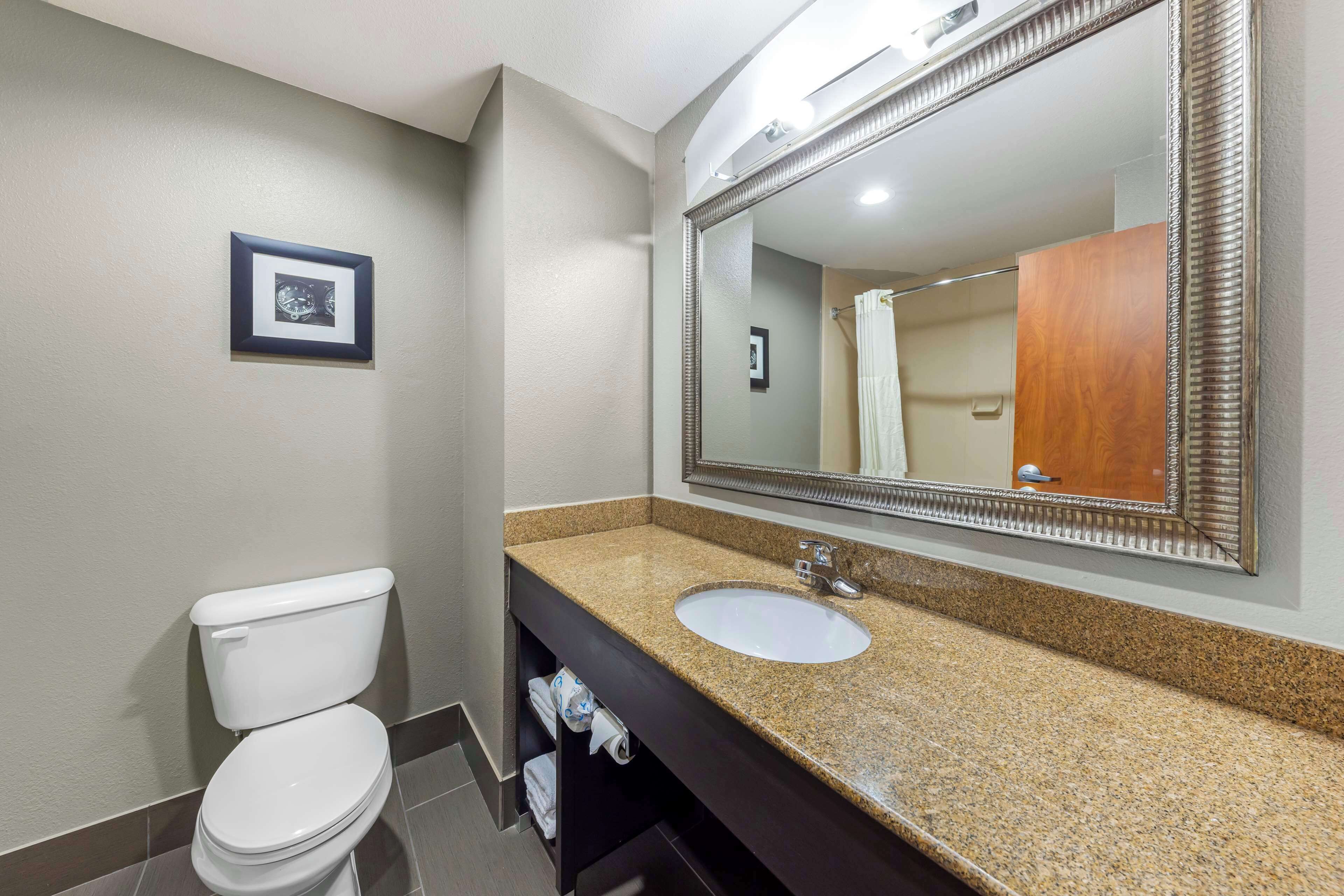 suite, 1 king bed, non smoking, refrigerator & microwave | bathroom | free toiletries, hair dryer, towels, soap