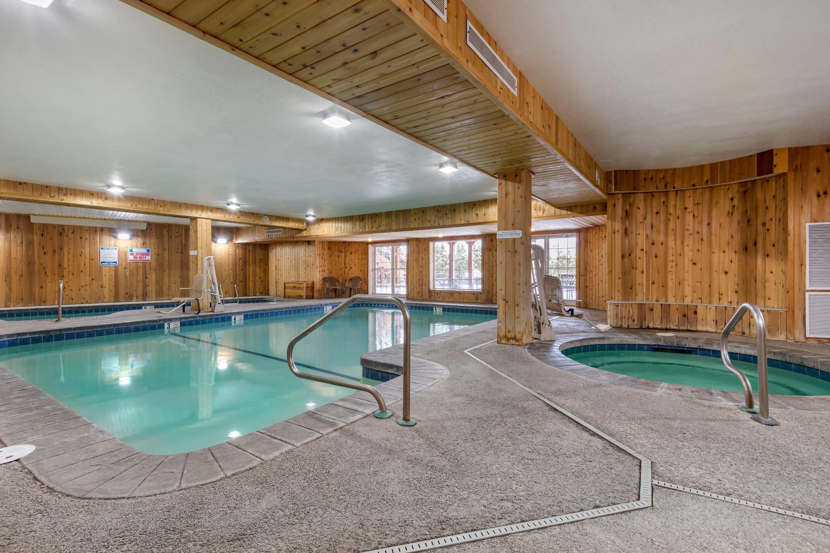 Indoor pool, free pool cabanas, pool loungers