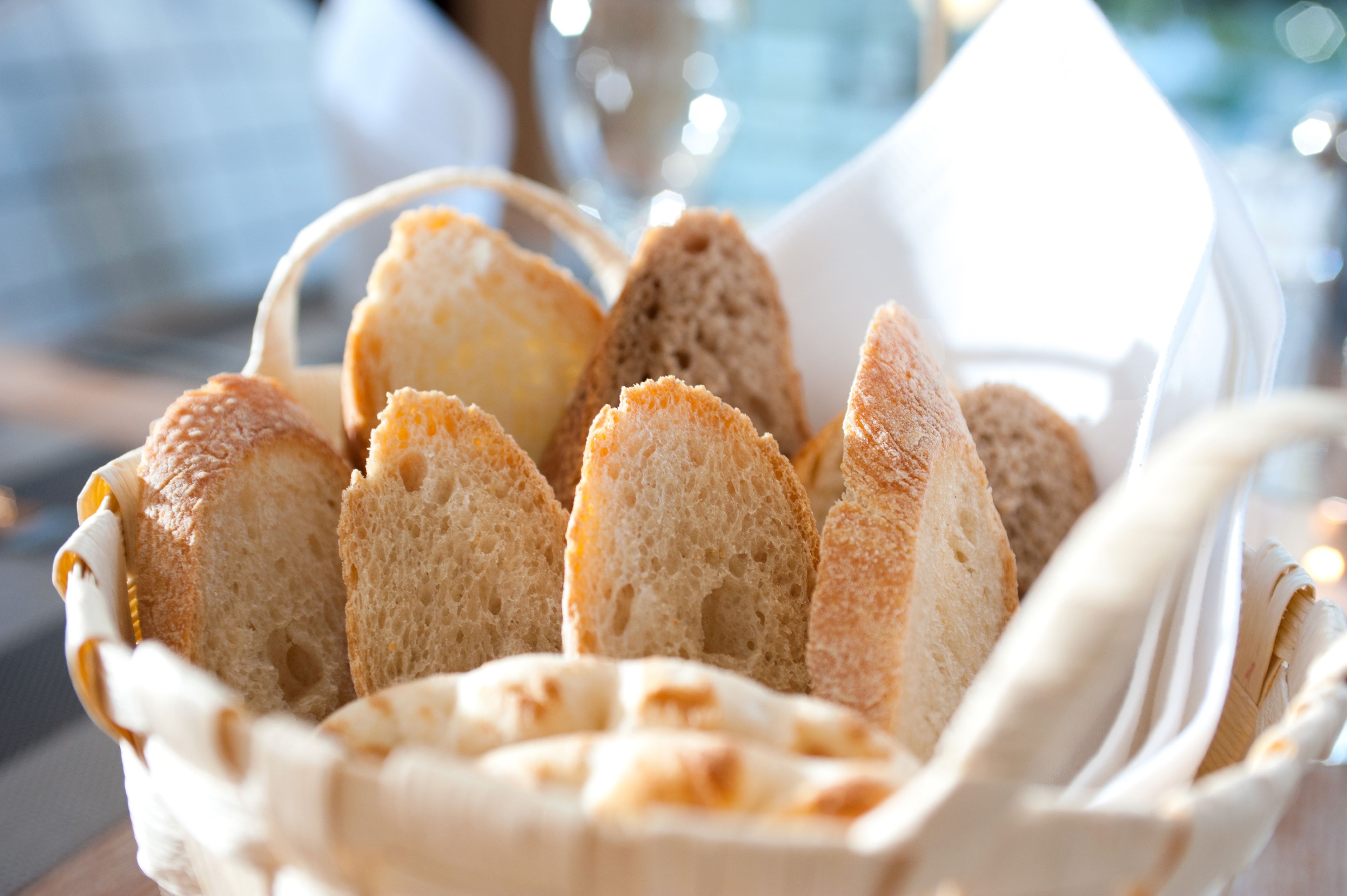 A basket of sliced bread.