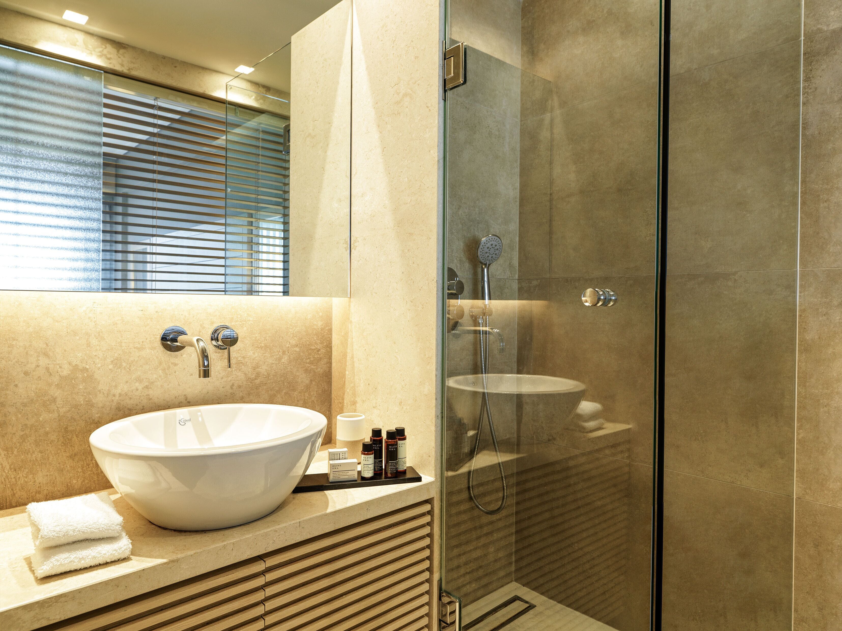 free toiletries, hair dryer, towels