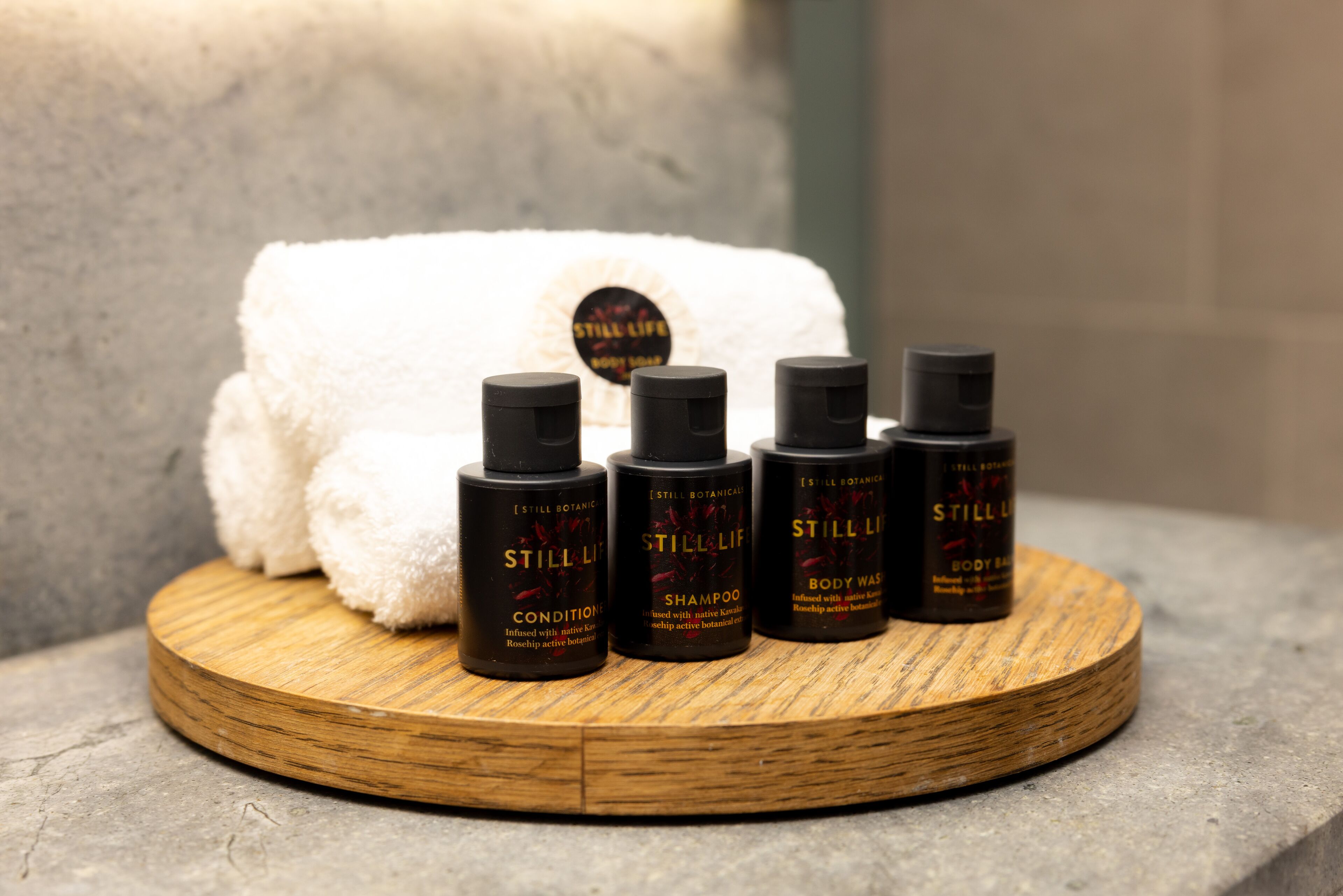 free toiletries, hair dryer, bathrobes