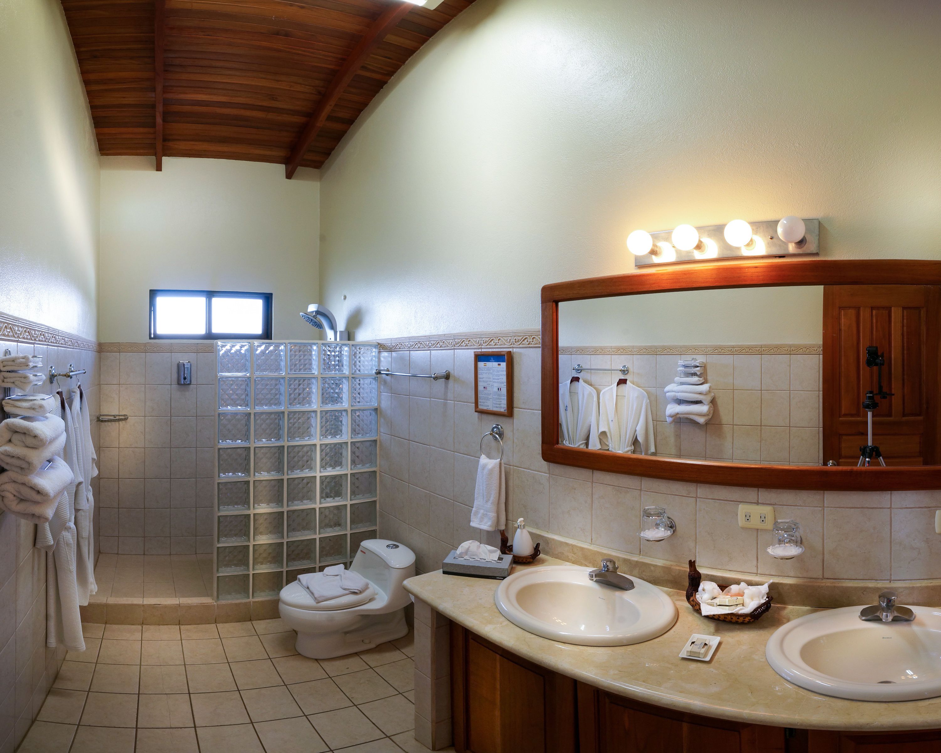 master suite | bathroom | shower, free toiletries, hair dryer, towels