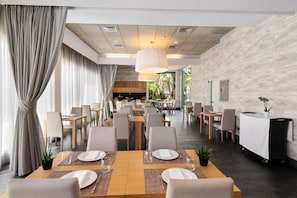 Dinner served, garden views