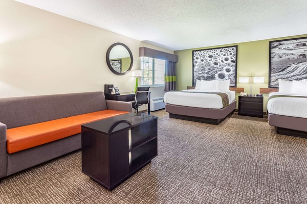 Suite, 2 Queen Beds, Non Smoking | Desk, blackout drapes, iron/ironing board, free WiFi