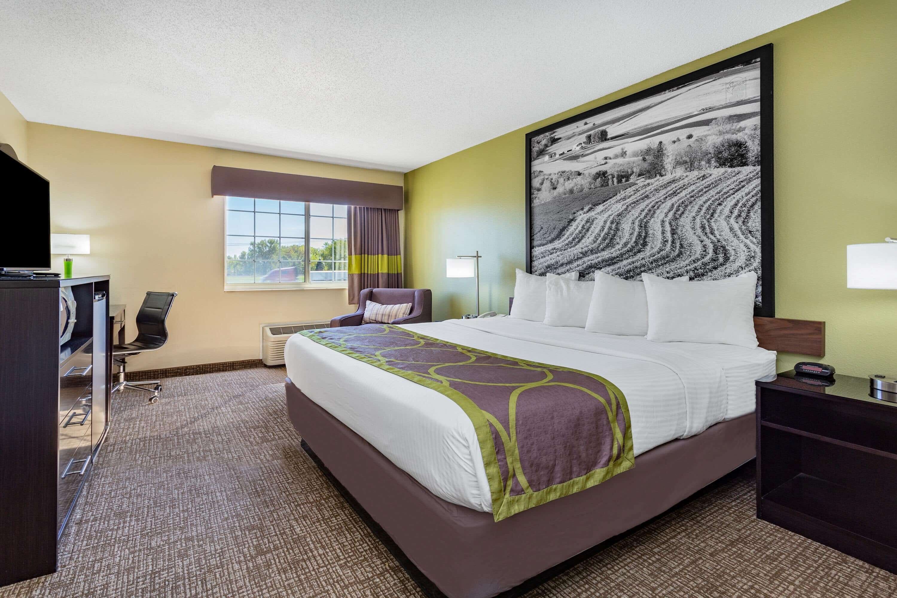 Standardværelse - 1 kingsize-seng - ikke-ryger | Skrivebord, mørklægningsgardiner, strygejern/strygebræt