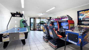 Enjoy games and fun in this lively indoor space with a foosball table and arcade machines.