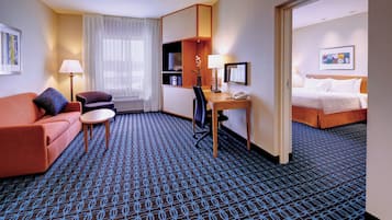 Premium bedding, desk, blackout drapes, iron/ironing board