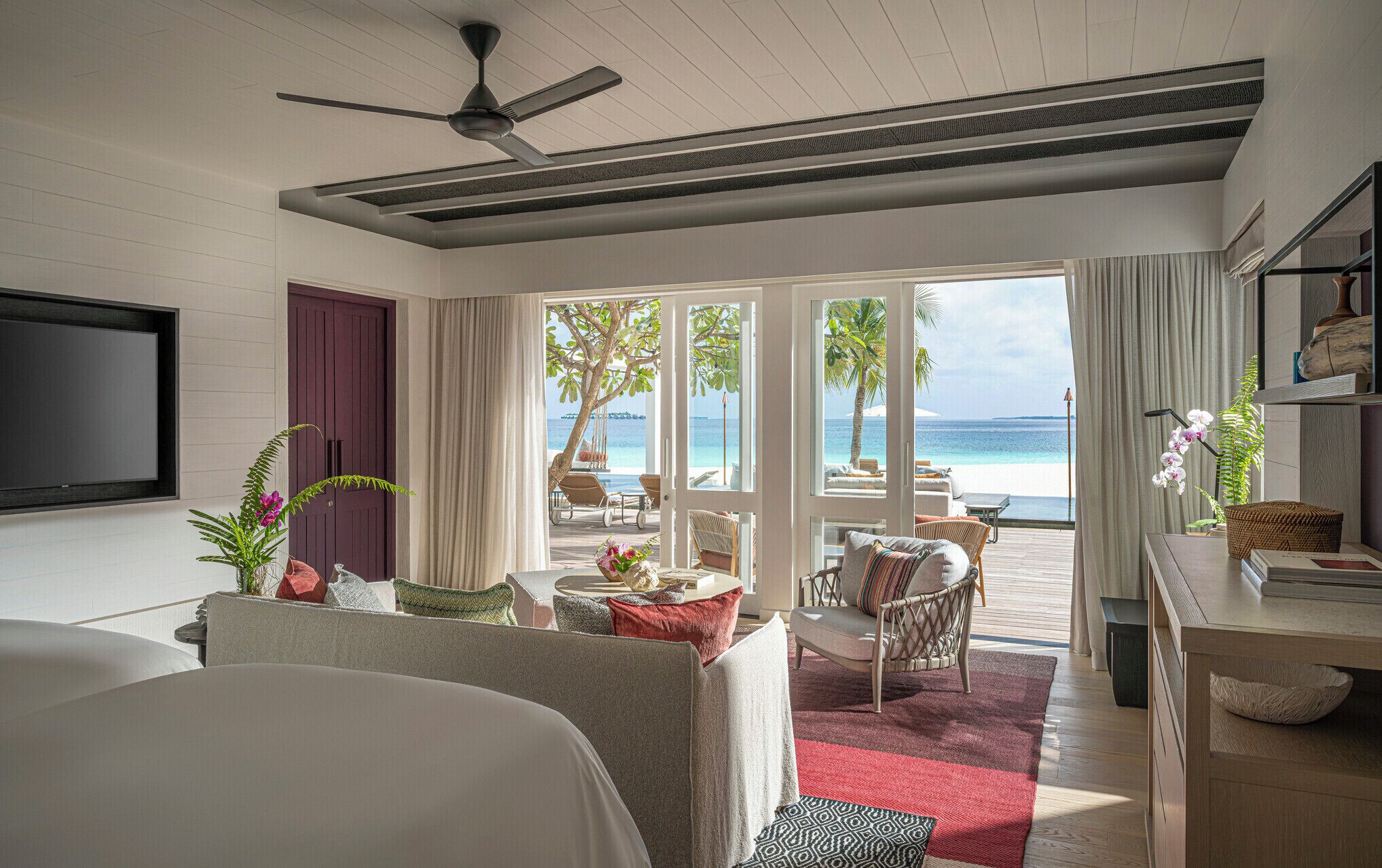 Room, 4 Bedrooms (Landaa Estate) | Living area | 55-inch Smart TV with satellite channels, DVD player, iPod dock