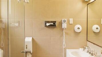 Hair dryer, towels, toilet paper