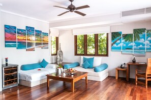 Sunset Beach Residence with Pool | Living area | LED TV, DVD player