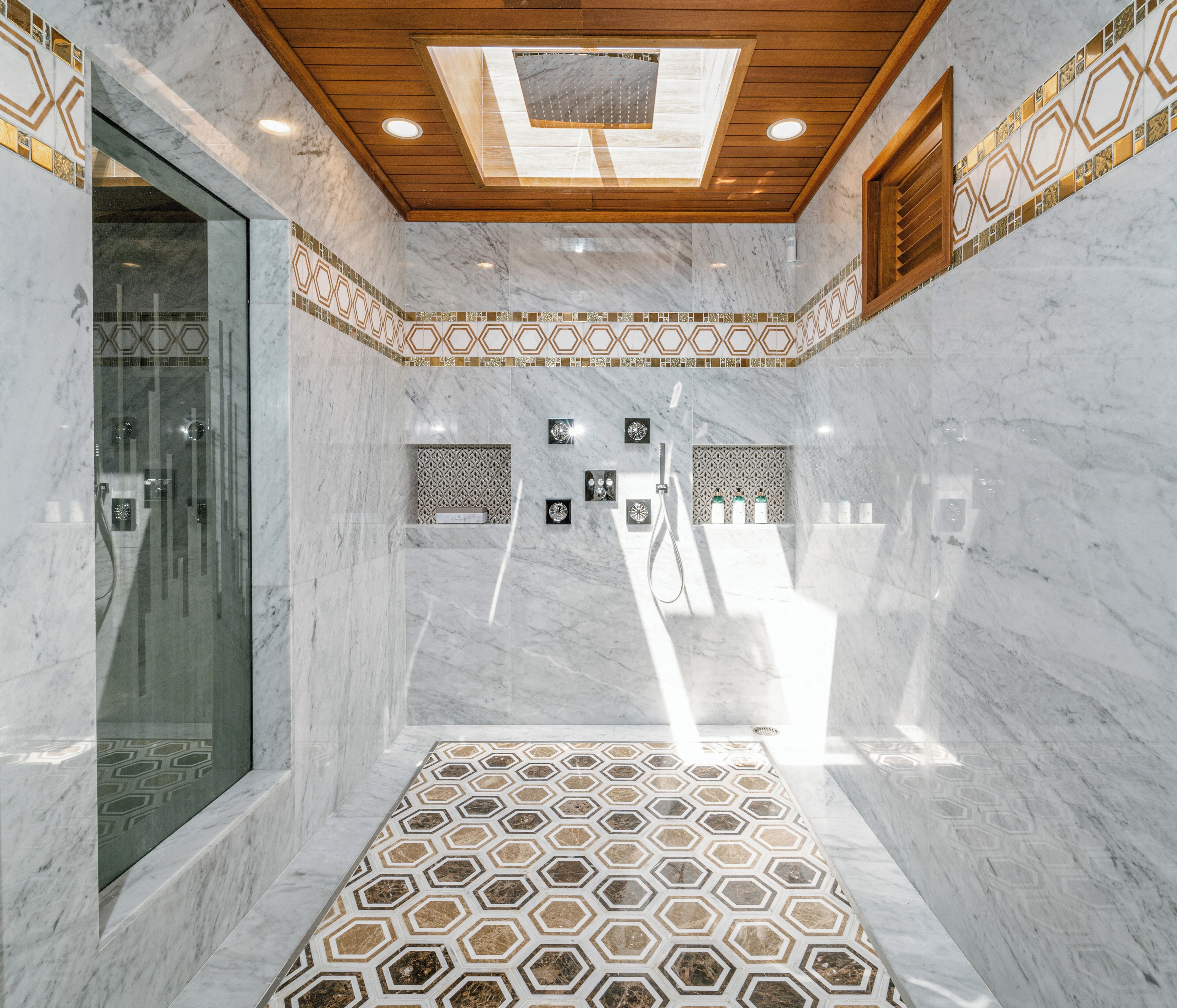 royal villa | bathroom | separate bathtub and shower, deep-soaking bathtub, rainfall showerhead