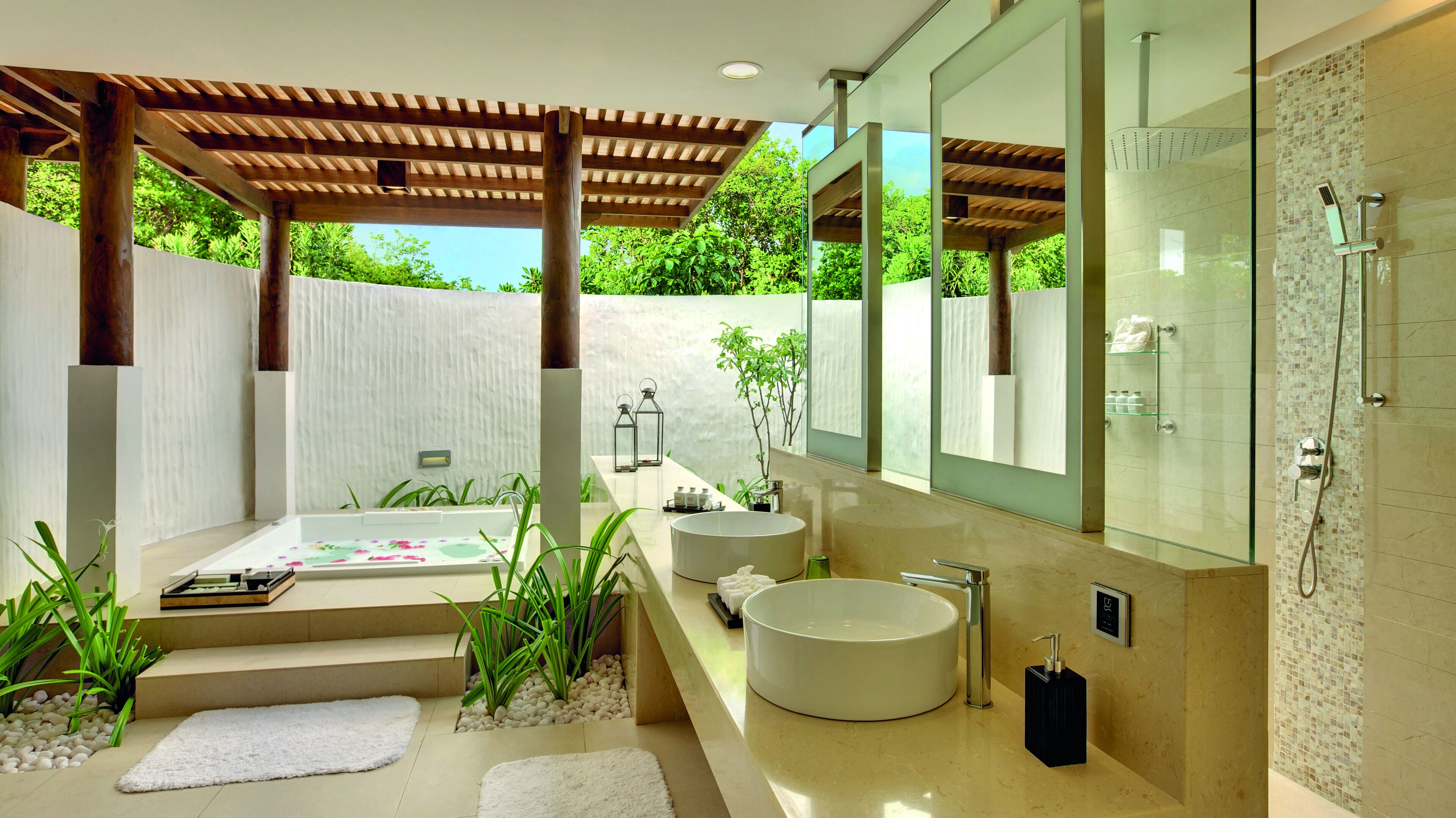 deluxe beach residence with pool | bathroom | separate bathtub and shower, deep-soaking bathtub, rainfall showerhead