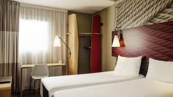 Standard Room, 2 Twin Beds | Desk, blackout drapes, soundproofing, iron/ironing board