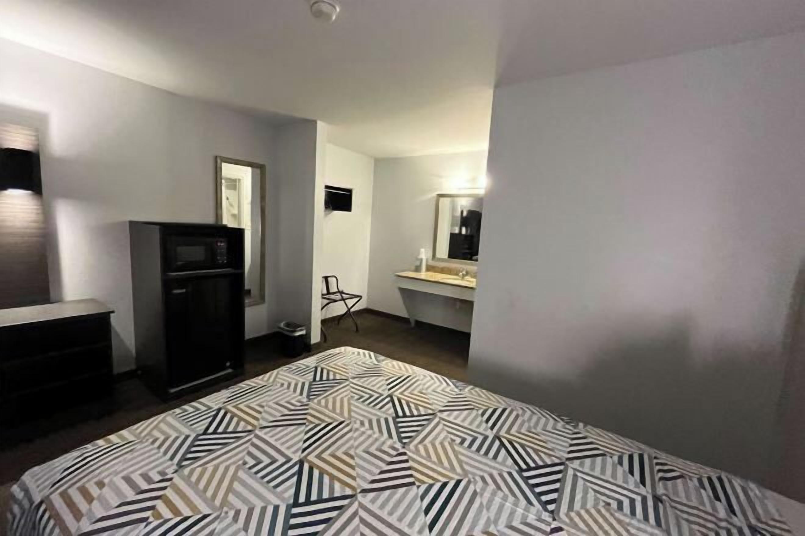 Desk, laptop workspace, blackout curtains, soundproofing