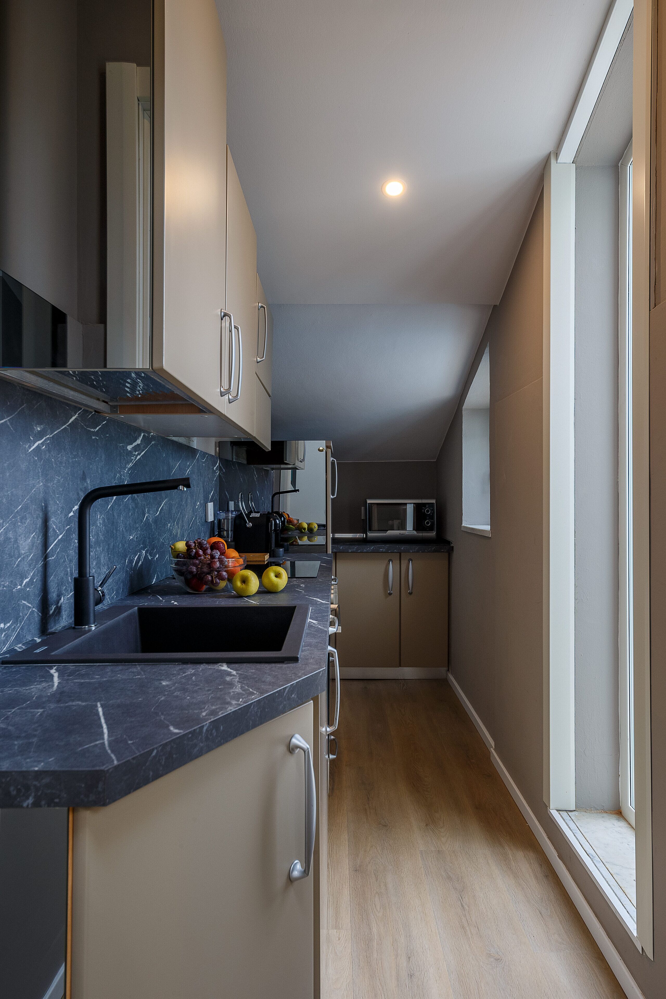 suite with spa bath and sauna | private kitchen