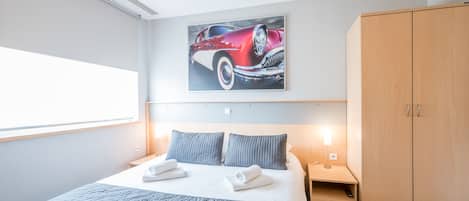 Superior Apartment, 1 Bedroom (DBL) | Desk, laptop workspace, blackout drapes, iron/ironing board