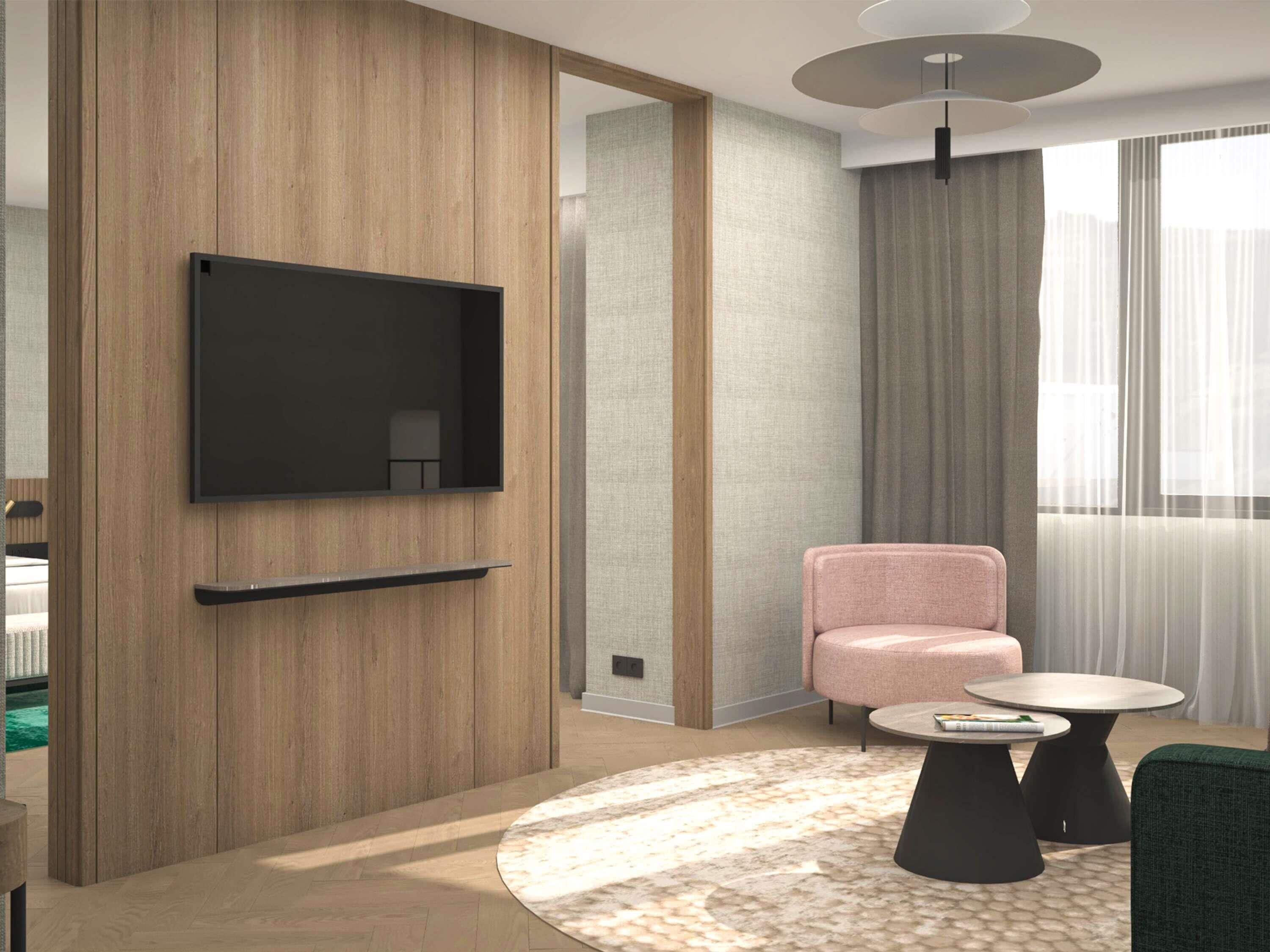 Superior-sviitti, 1 suuri parisänky | Minibaari, tallelokero huoneessa, työpöytä