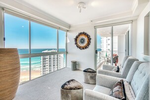 Two Bedroom Superior Apartment | Living area | 42-inch LCD TV with cable channels, TV, DVD player