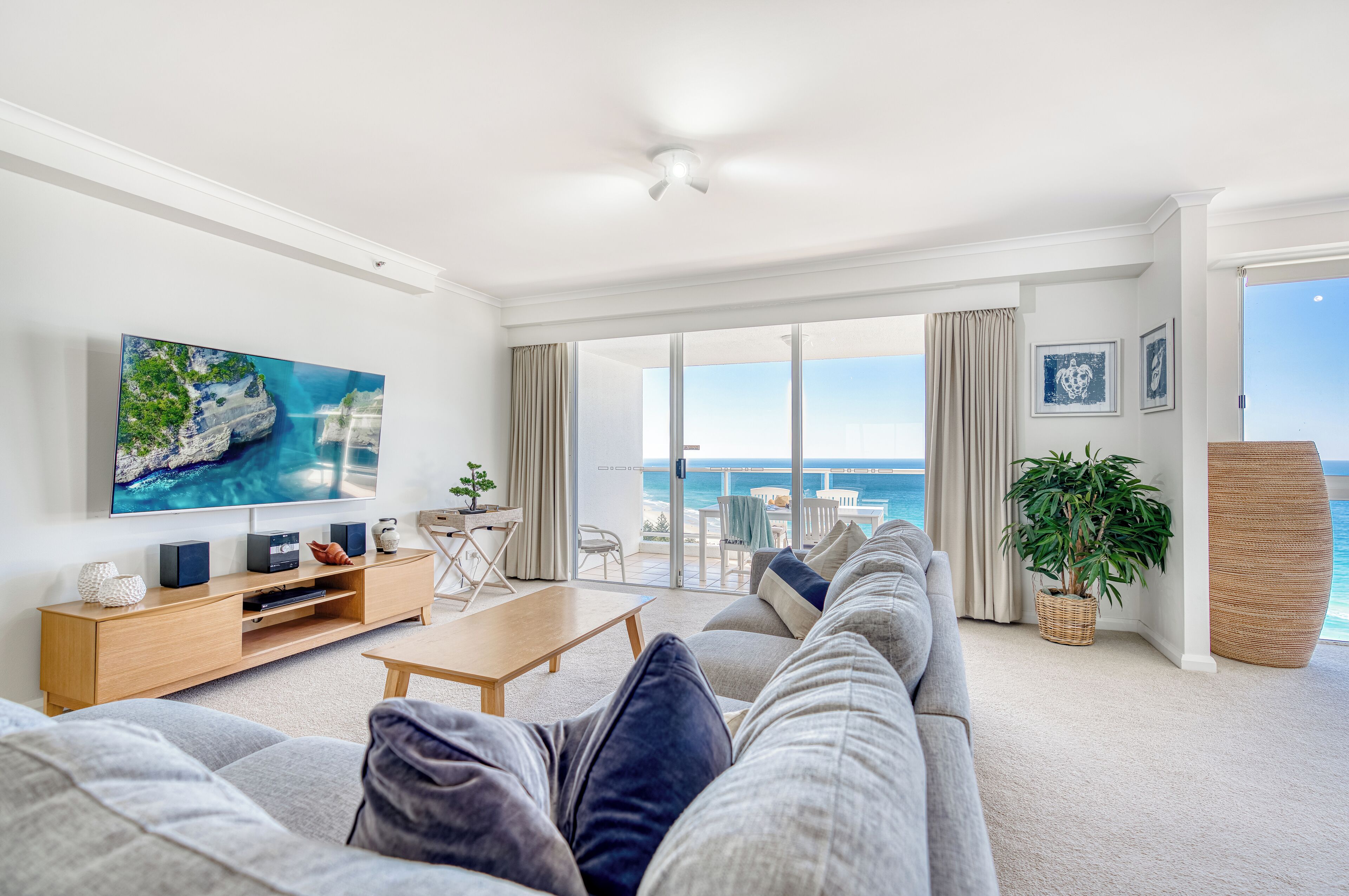 42-inch LCD TV with cable channels, TV, DVD player