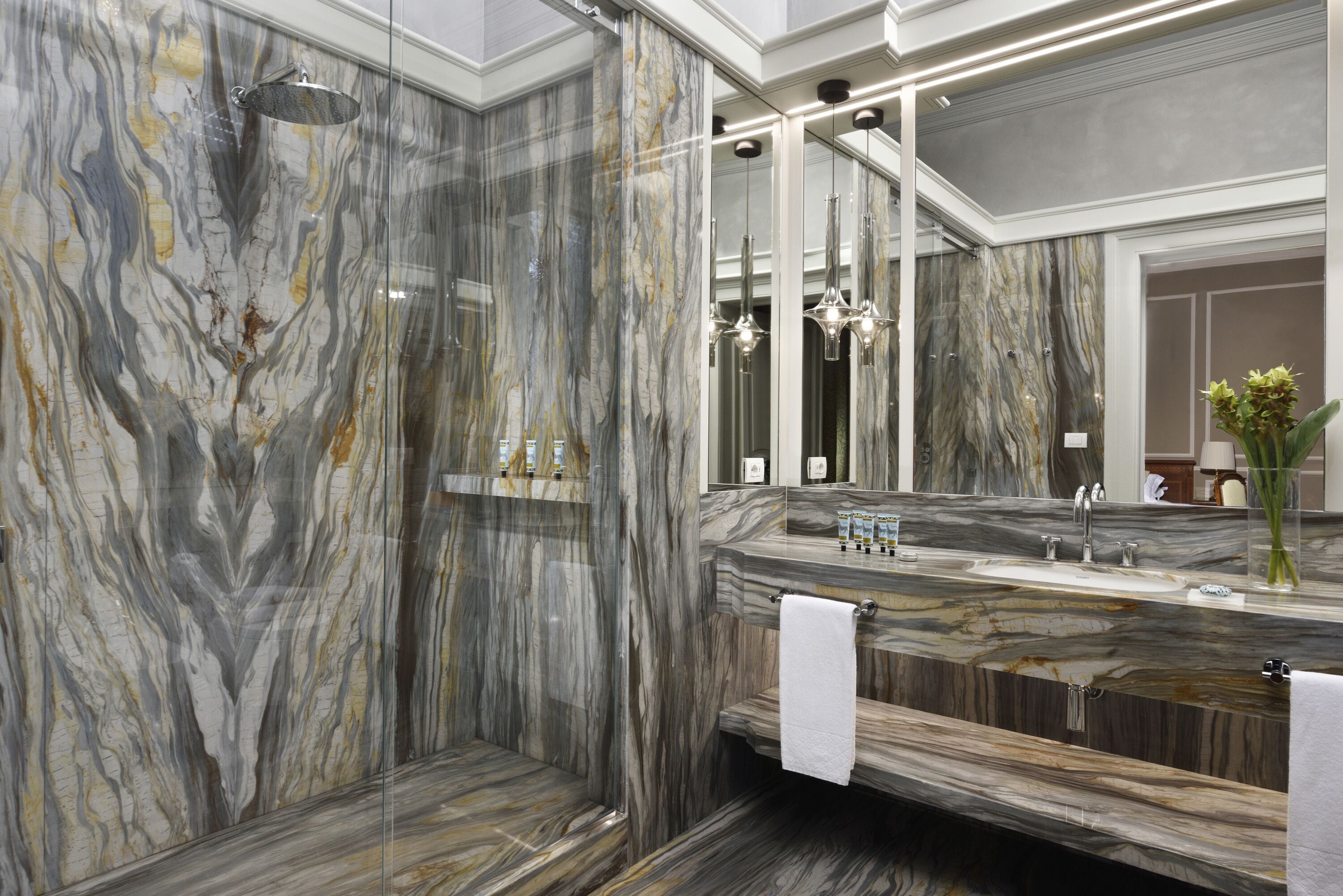 deluxe room (villa koseritz) | bathroom | designer toiletries, hair dryer, bathrobes, slippers