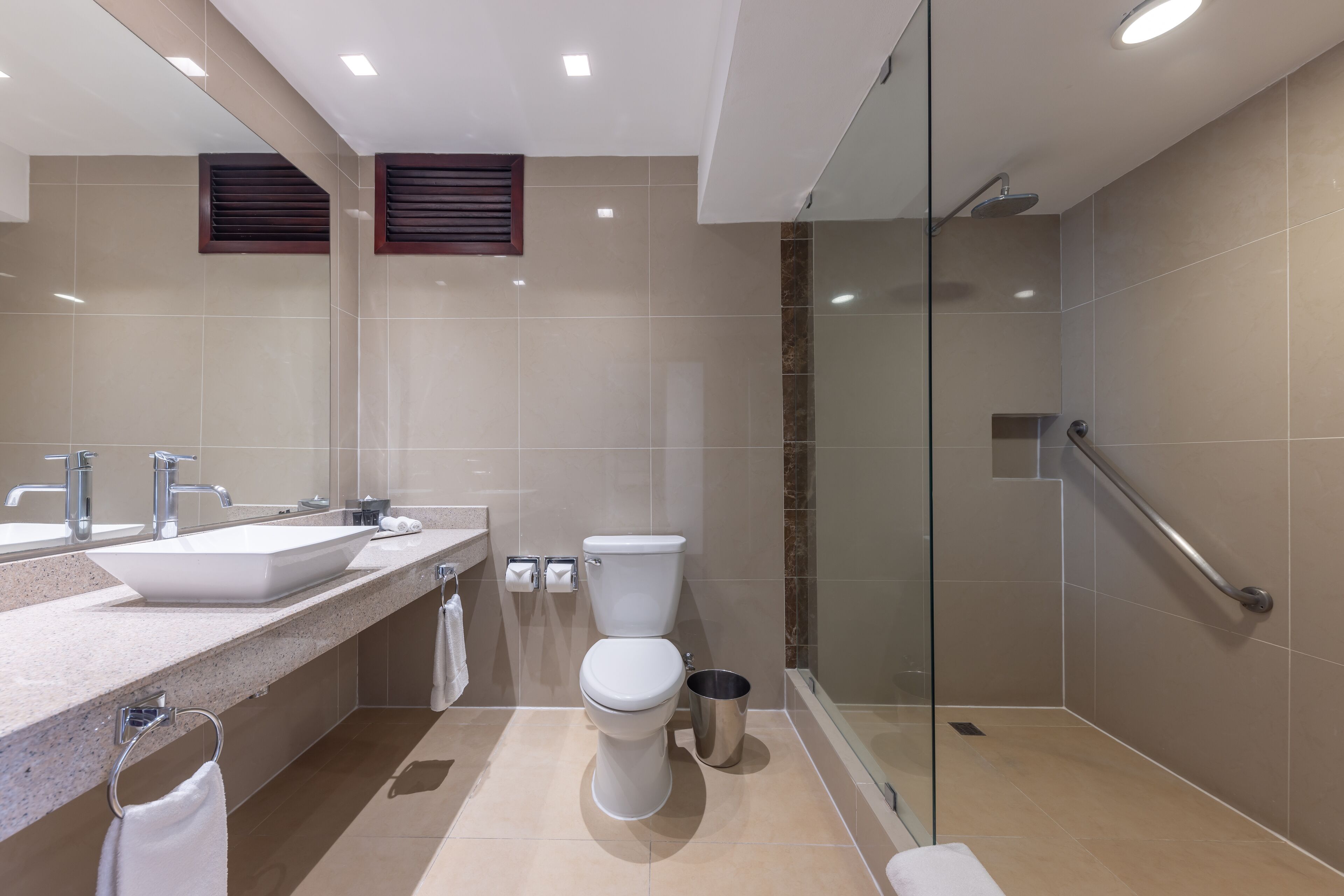 junior suite | bathroom | shower, rainfall showerhead, free toiletries, hair dryer