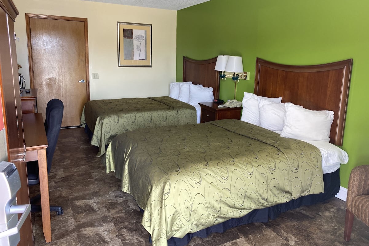Standard Double Room, 2 Double Beds, Accessible, Non Smoking | Down duvets, desk, blackout curtains, iron/ironing board