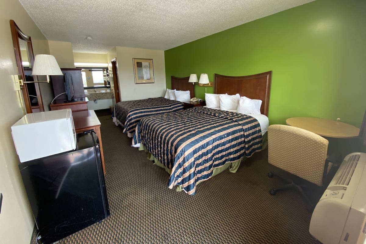 Standard Room, 2 Queen Beds, Smoking | Down duvets, desk, blackout curtains, iron/ironing board