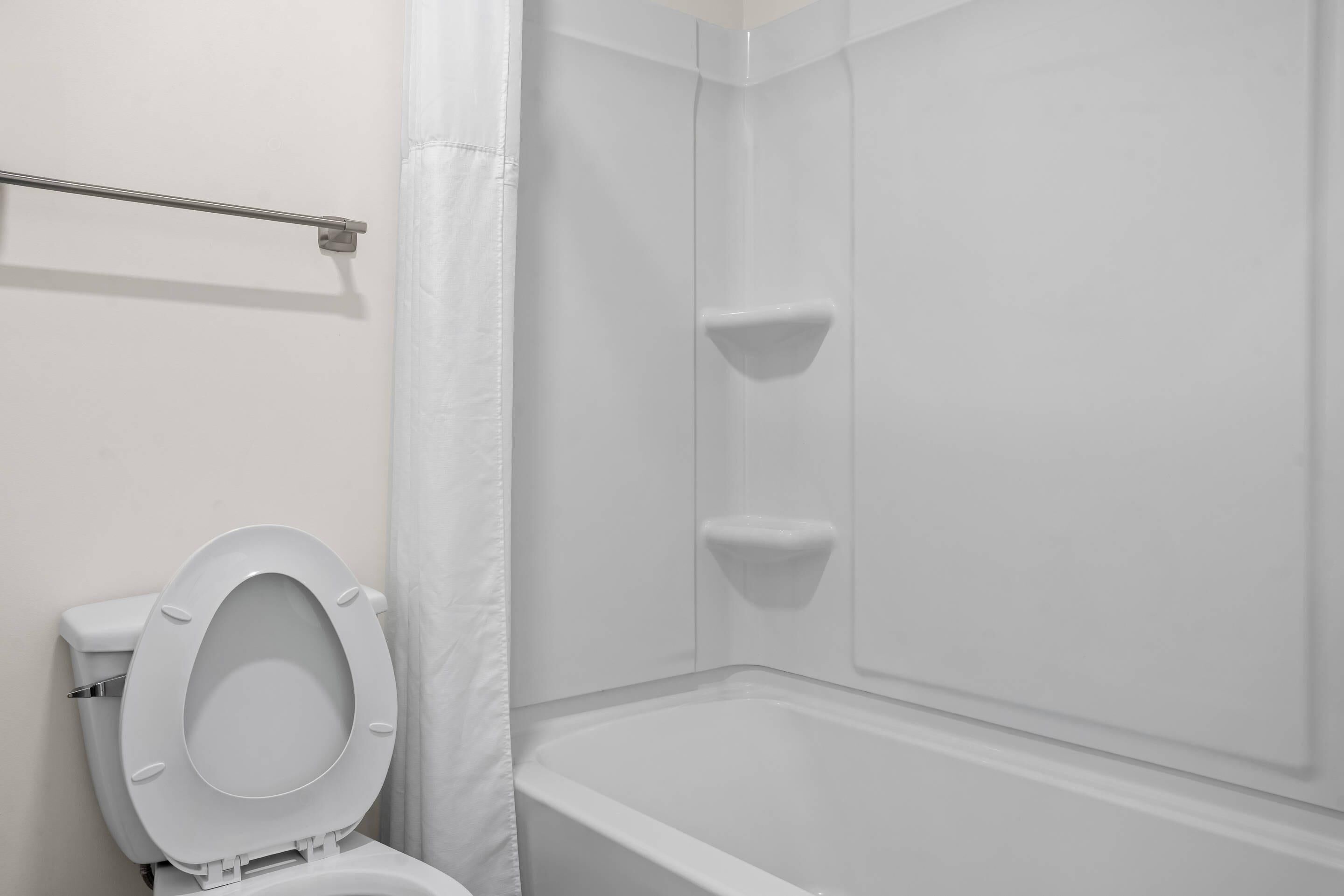 Une salle de bain avec des toilettes, une douche et une baignoire.