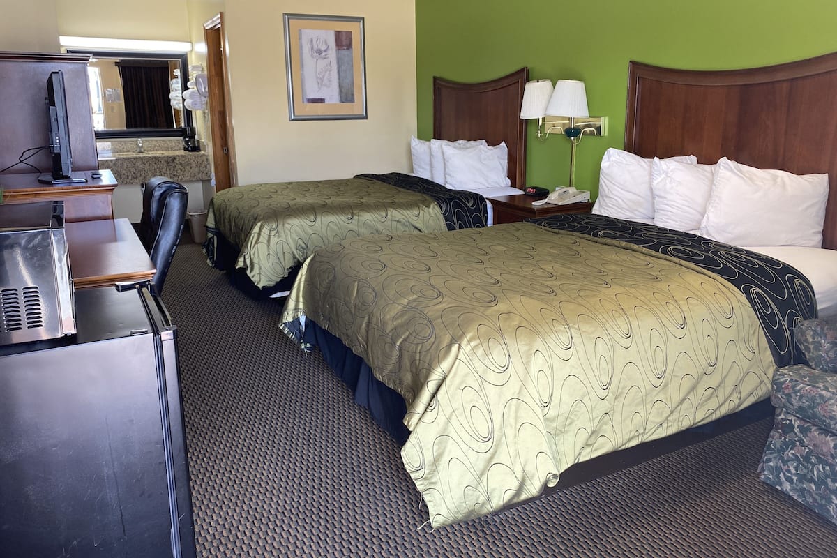 Standard Room, 2 Queen Beds, Non Smoking | Down duvets, desk, blackout curtains, iron/ironing board
