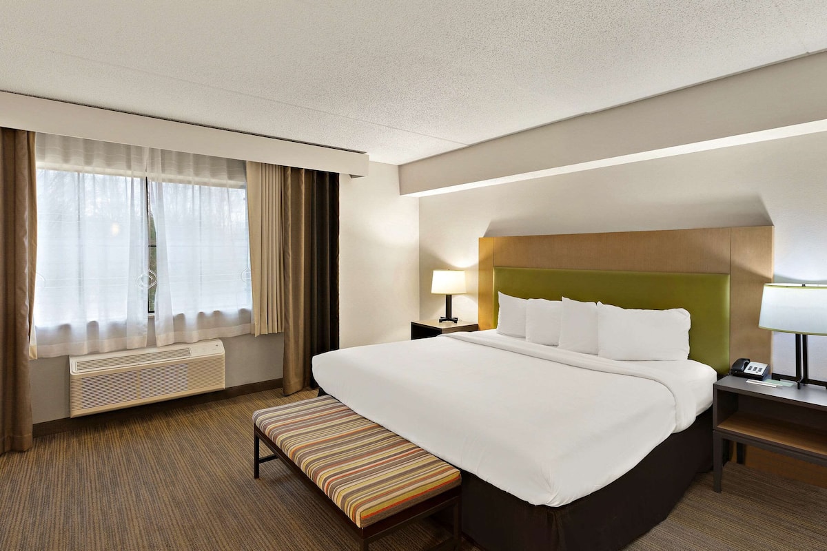 Room, 1 King Bed, Accessible, Non Smoking (Roll-in Shower) | 1 bedroom, premium bedding, minibar, in-room safe