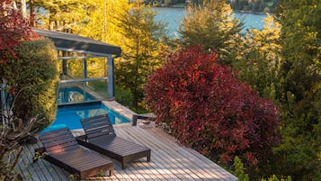 Indoor pool, outdoor pool, sun loungers