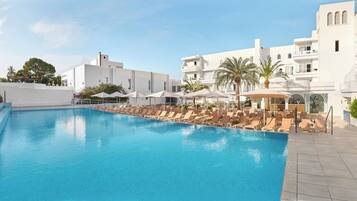 Indoor pool, outdoor pool, open 8:00 AM to 8:00 PM, pool umbrellas