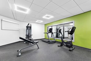 Work out in style with a variety of exercise machines and ample natural light.