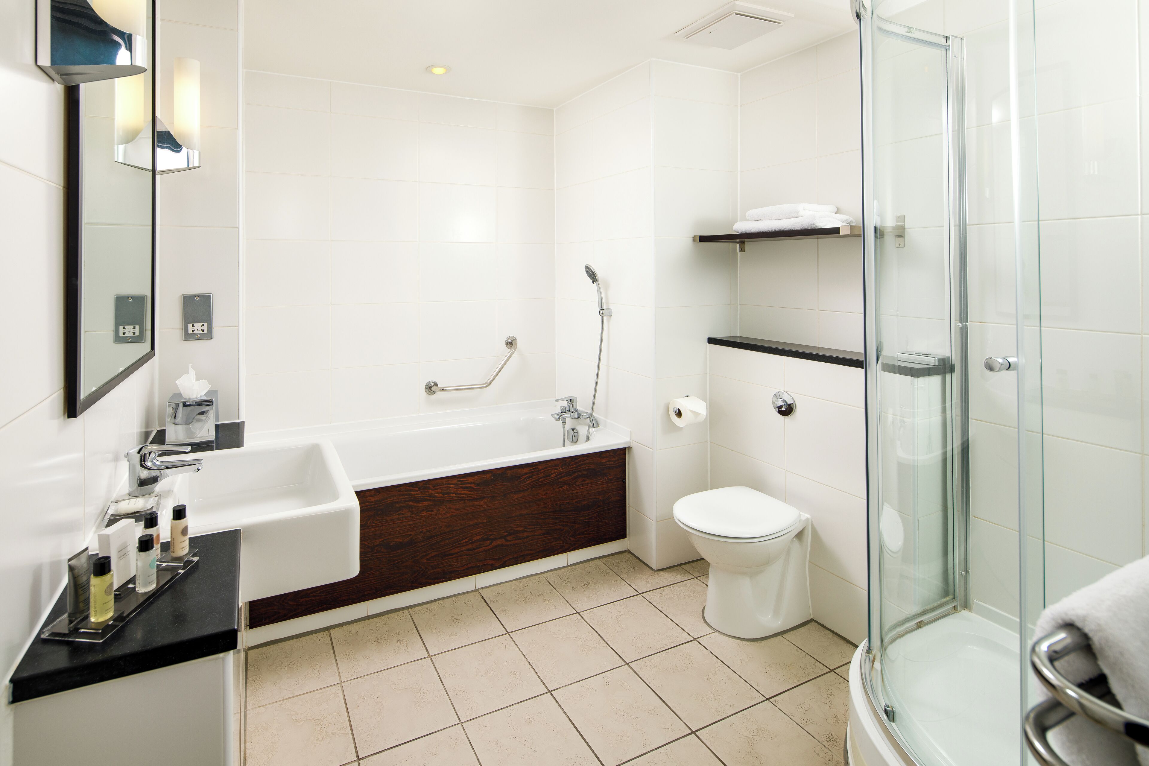 free toiletries, hair dryer, towels, soap