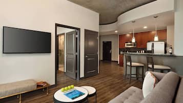 37-inch flat-screen TV with satellite channels, TV, DVD player