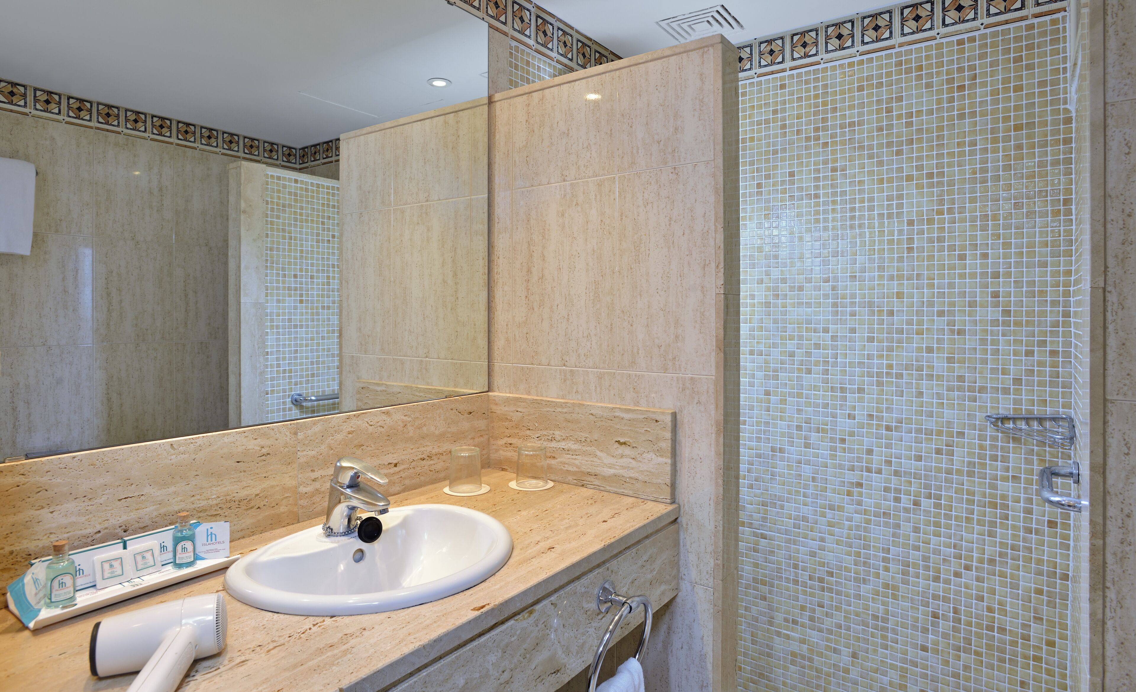 free toiletries, hair dryer, towels