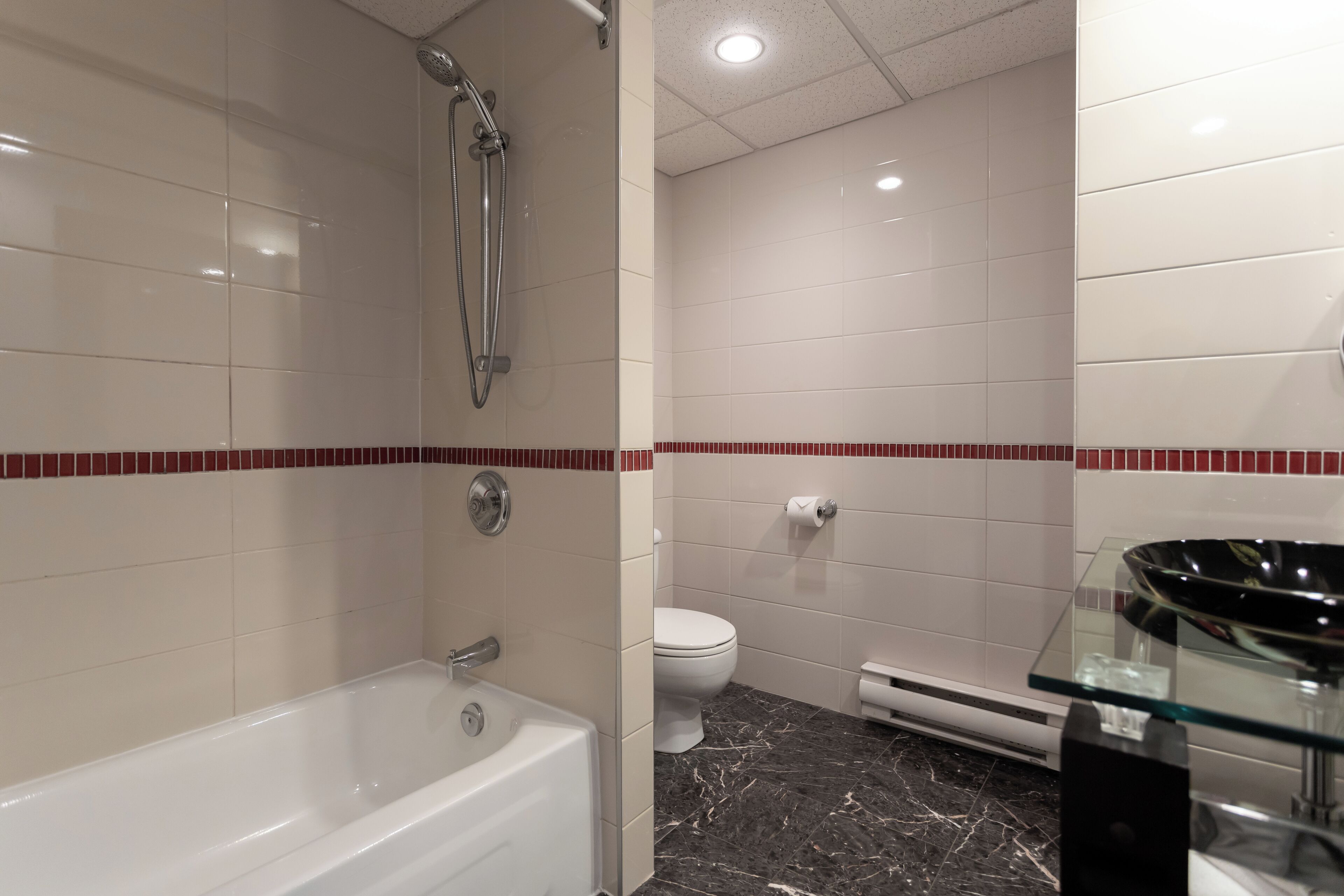 standard room, 1 queen bed | bathroom | combined shower/bathtub, designer toiletries, hair dryer, towels