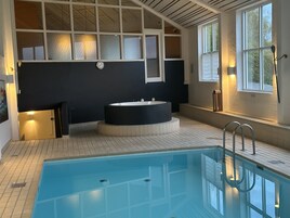 Indoor pool, open 8:00 AM to 8:00 PM, sun loungers